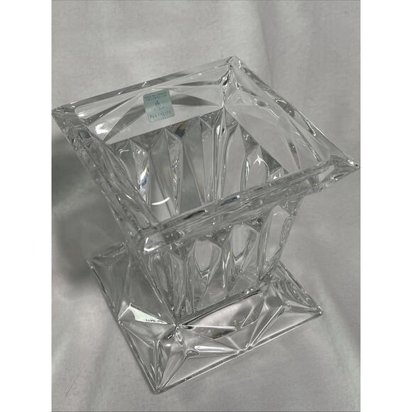 Party Lite~ Quad Prism Small Pedestal 5" Candle Holder 24% Lead Crystal - Picture 2 of 7